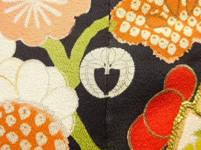  大正ロマン　御所車に松梅模様刺繍五つ紋花嫁衣装振袖2枚重ね・丸帯セット